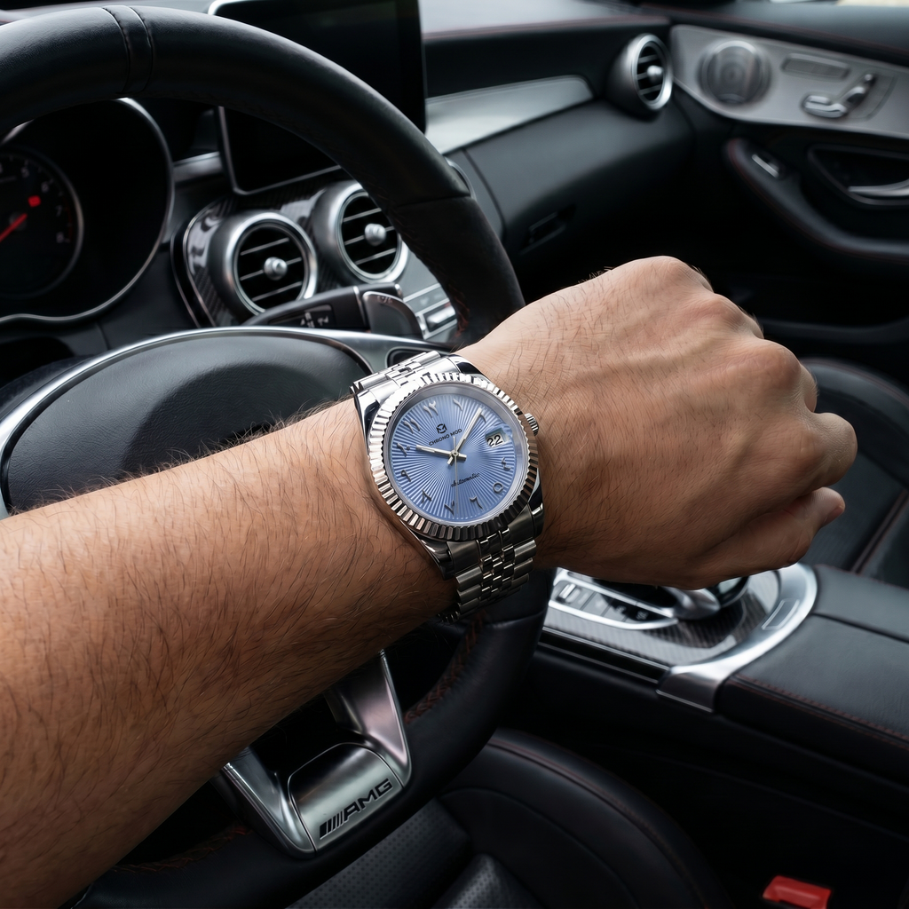 Classic Date – Sky Blue Arabic Dial
