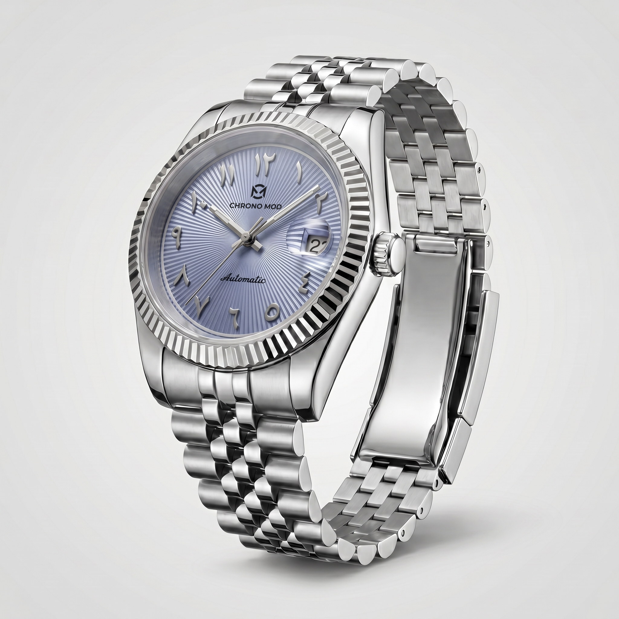 Classic Date – Sky Blue Arabic Dial