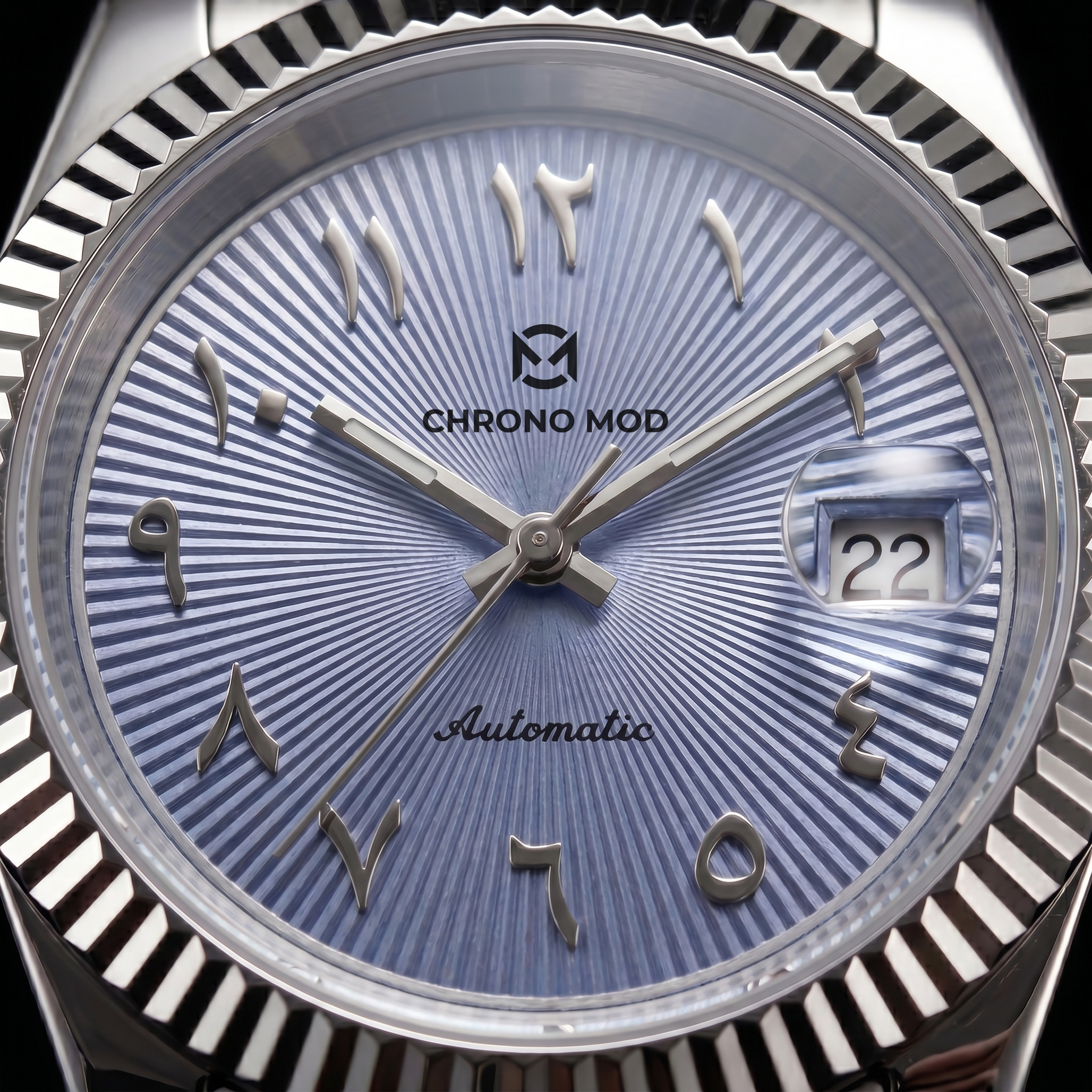 Classic Date – Sky Blue Arabic Dial