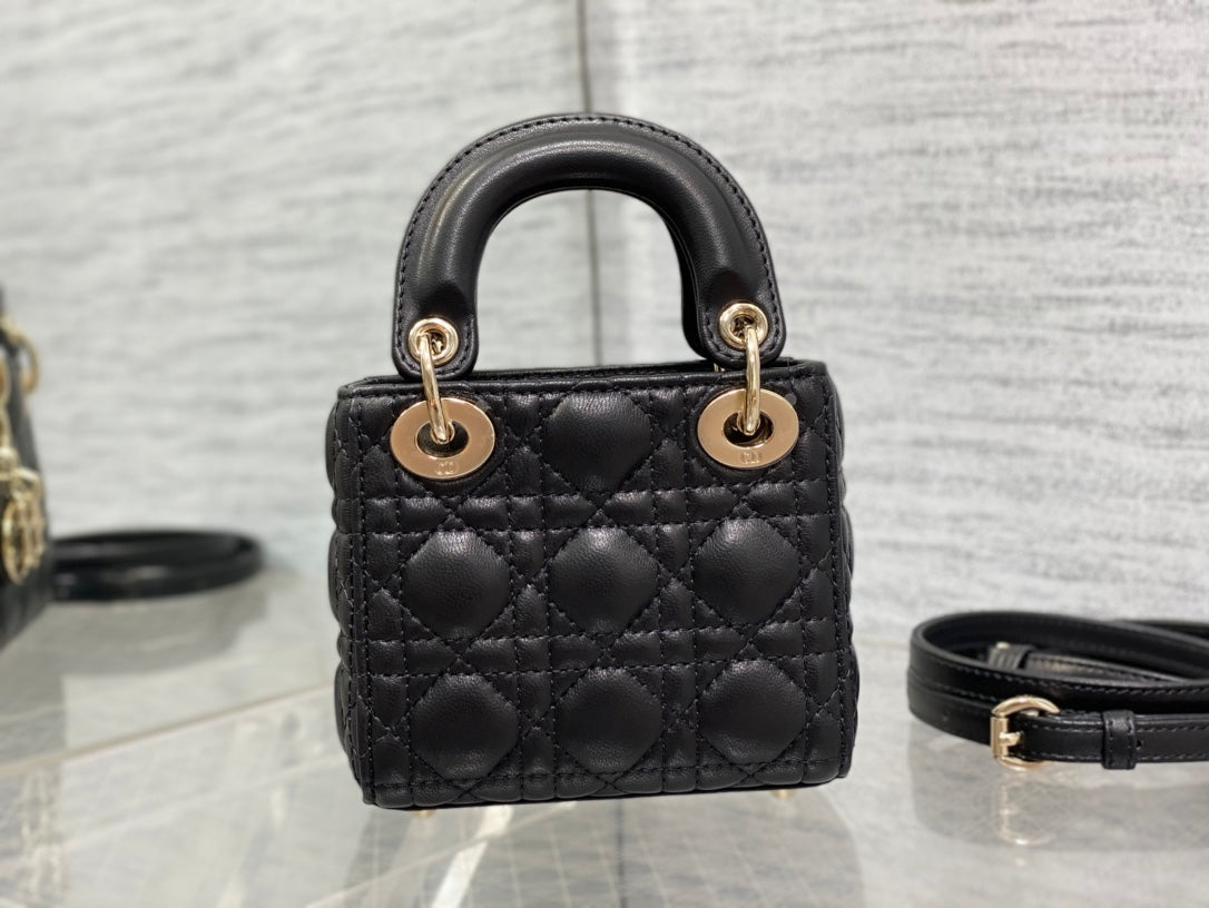 micro lady 12 black lambskin ghw