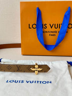 LV Flowergram 20mm Reversible Belt Brown Calfskin