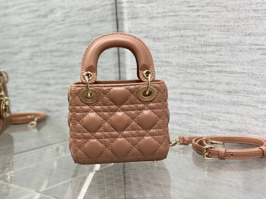 micro lady 12 pinkish brown lambskin ghw