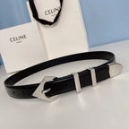 Medium Spike Belt 25mm Black Calfskin Loop Silver Shw