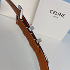 Medium Spike Belt 25mm Tan Calfskin Loop Silver Shw