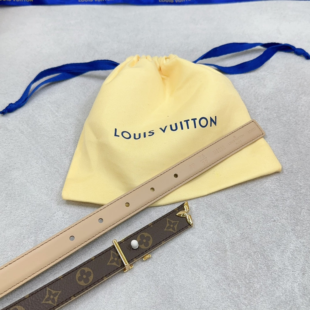 Pretty LV 20mm Reversible Belt Beige Calfskin