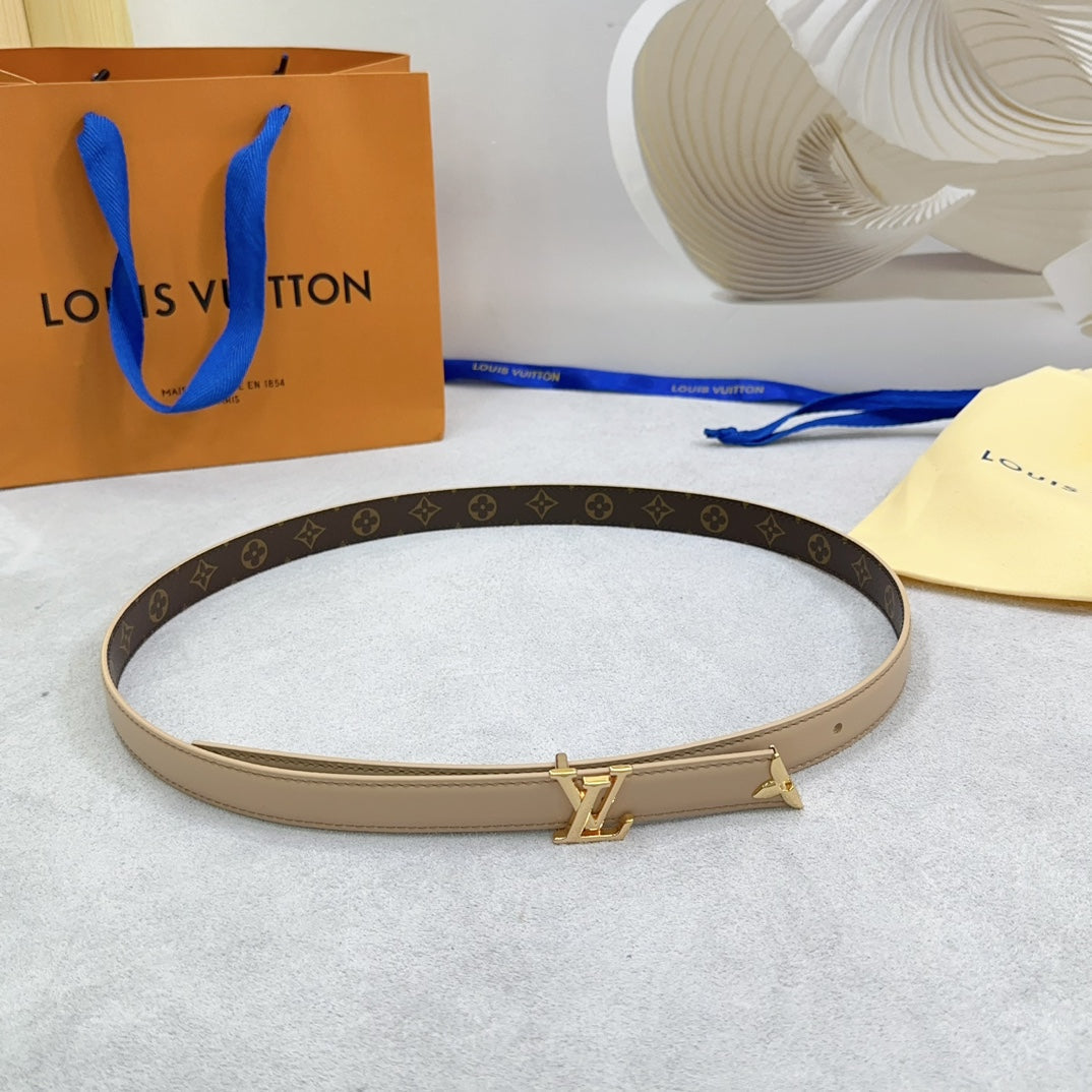 Pretty LV 20mm Reversible Belt Beige Calfskin