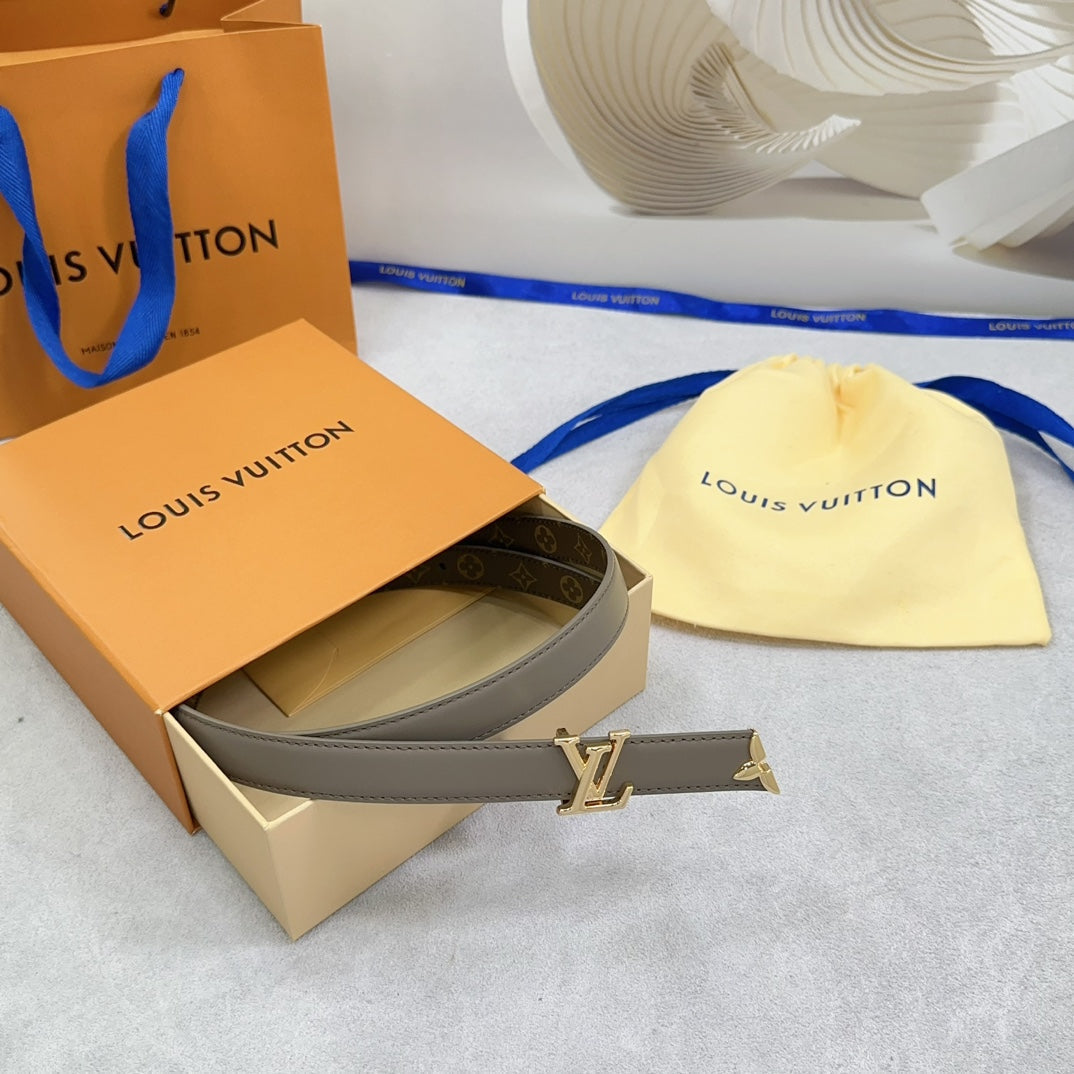 Pretty LV 20mm Reversible Belt Grey Calfskin