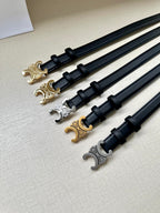 Medium Triomphe Belt 25mm Black Calfskin Gold Finishing