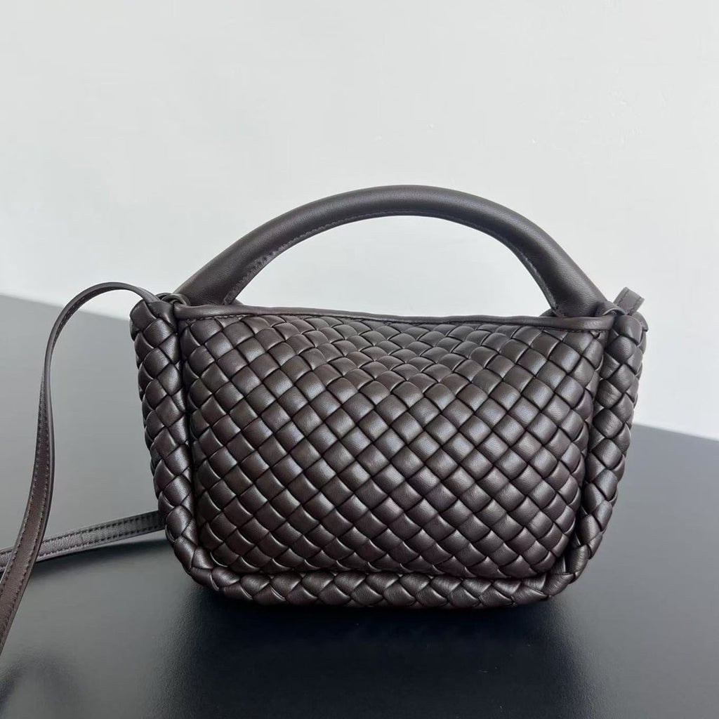 BV Small Cobble Top Handle 23cm Chocolate Lambskin