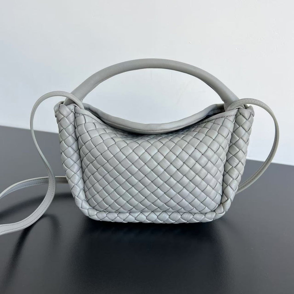 BV Small Cobble Top Handle 23cm Grey Lambskin