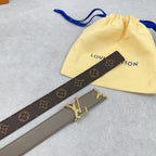 Pretty LV 30mm Reversible Belt Grey Calfskin