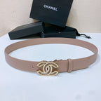CHANEL BELT 3CM IN ROSY BROWN LAMBSKIN GOLD HARDWARE