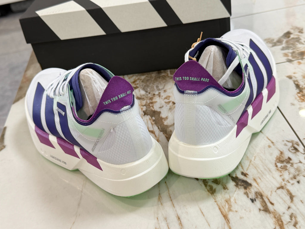 adidas Adizero Adios Pro 4 "Core White Purple Lime Burst" Running Shoes