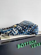 BV Tosca 27 Bag In Blue Mix Black Mix White Calfskin 209077 Best Version