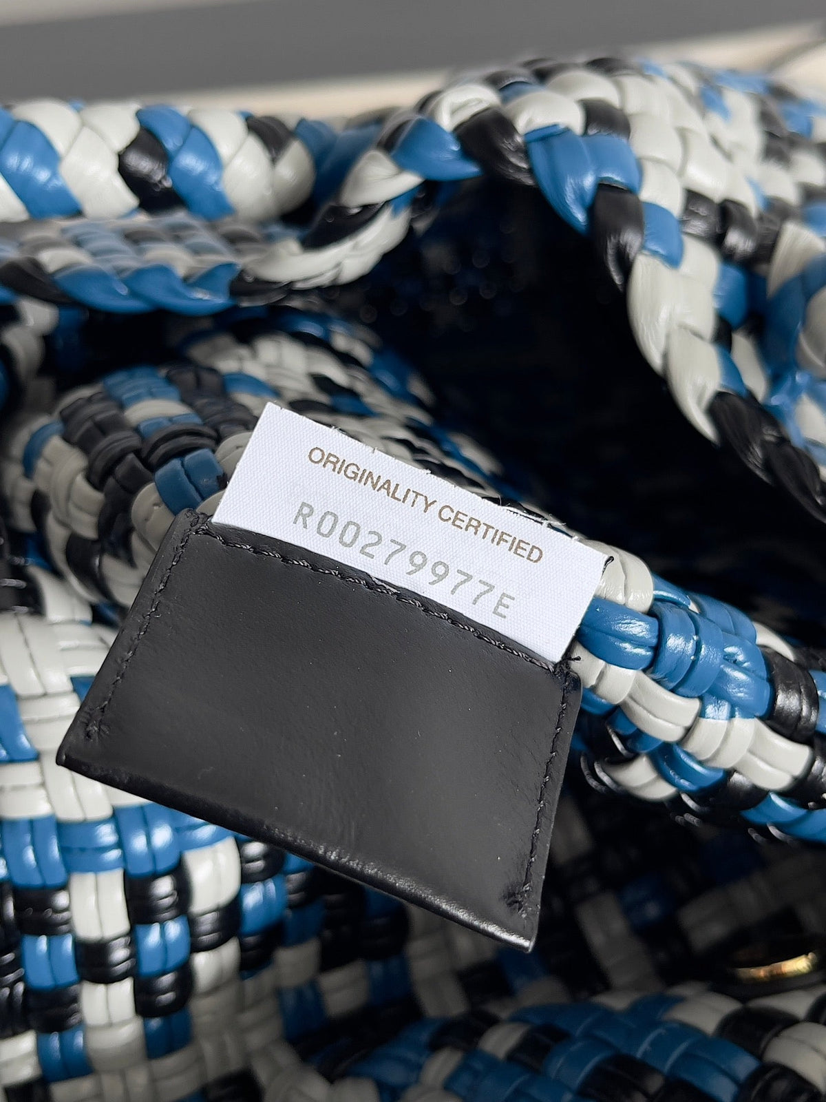 BV Tosca 27 Bag In Blue Mix Black Mix White Calfskin 209077 Best Version