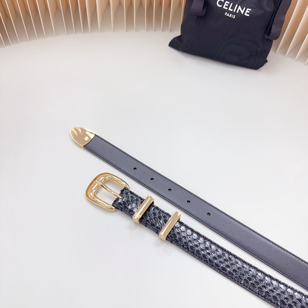 Medium Western Belt 25mm Black Snake Embossed Calfskin Ghw