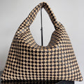BV Large Hop 54 Chocolate Cowhide Mix Beige Raffia 209070