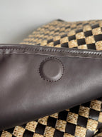 BV Large Hop 54 Chocolate Cowhide Mix Beige Raffia 209070