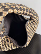 BV Large Hop 54 Chocolate Cowhide Mix Beige Raffia 209070