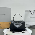 Balencia Tote Bag Black Calfskin Silver Hardware