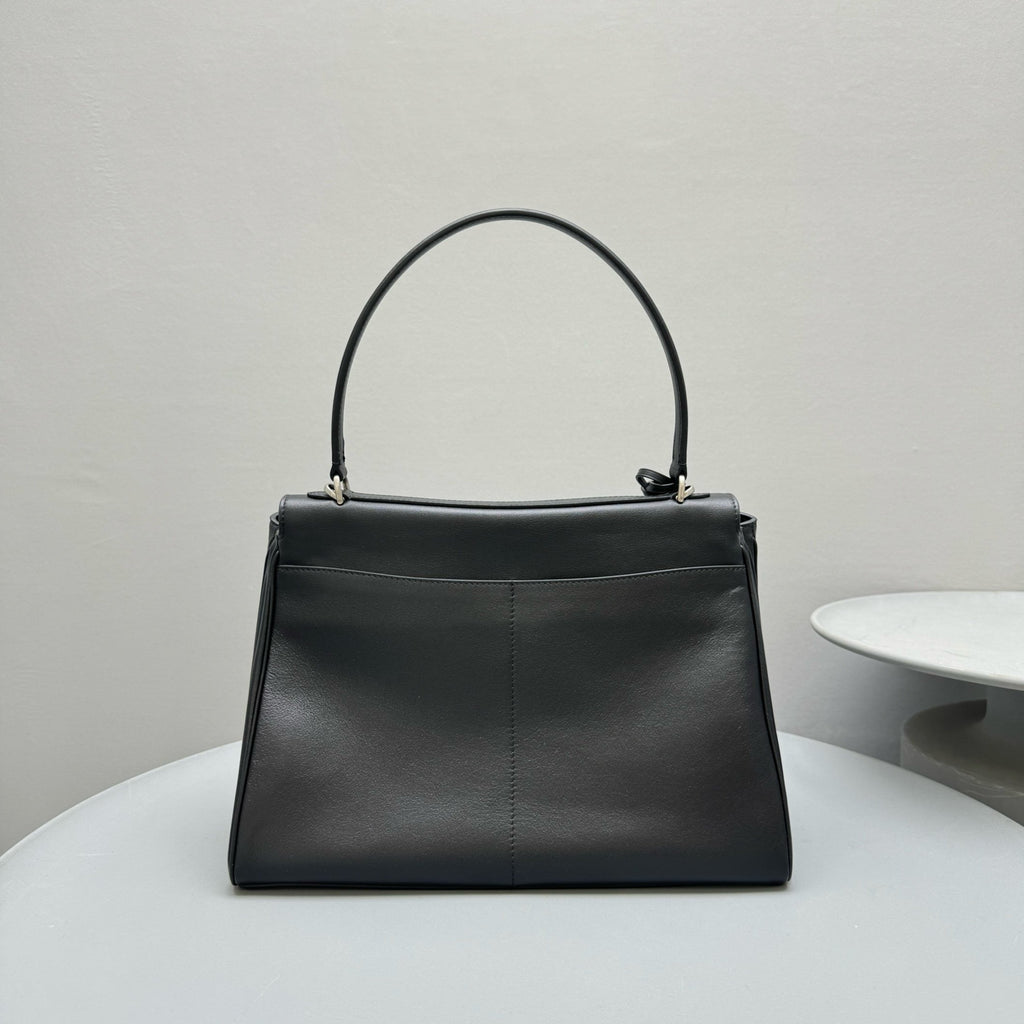 Balencia Tote Bag Black Calfskin Silver Hardware