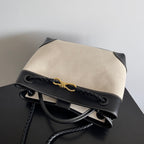 BV Medium Andiamo 32 In Beige Canvas Black Calfskin 209020