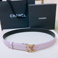 CHANEL BELT 3CM LAVENDER PURPLE AND BLACK LAMBSKIN WITH GOLD HARDWARE