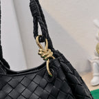 BV Parachute Intrecciato Shoulder Bag Black Cowhide