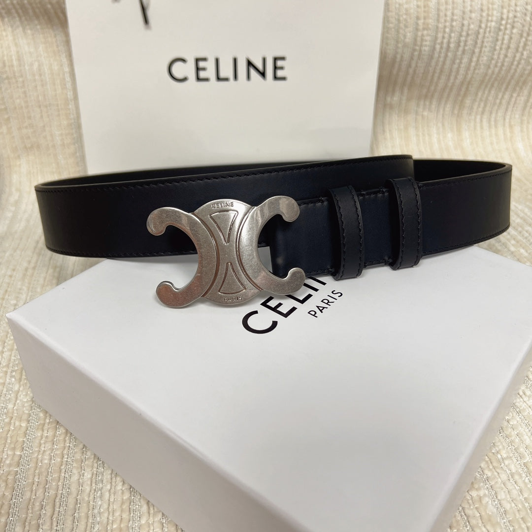 Triomphe Belt 35mm Black Calfskin Shw