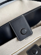 BV Large Andiamo 45 In Beige Canvas Black Calfskin 209025