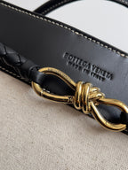BV Large Andiamo 45 In Beige Canvas Black Calfskin 209025