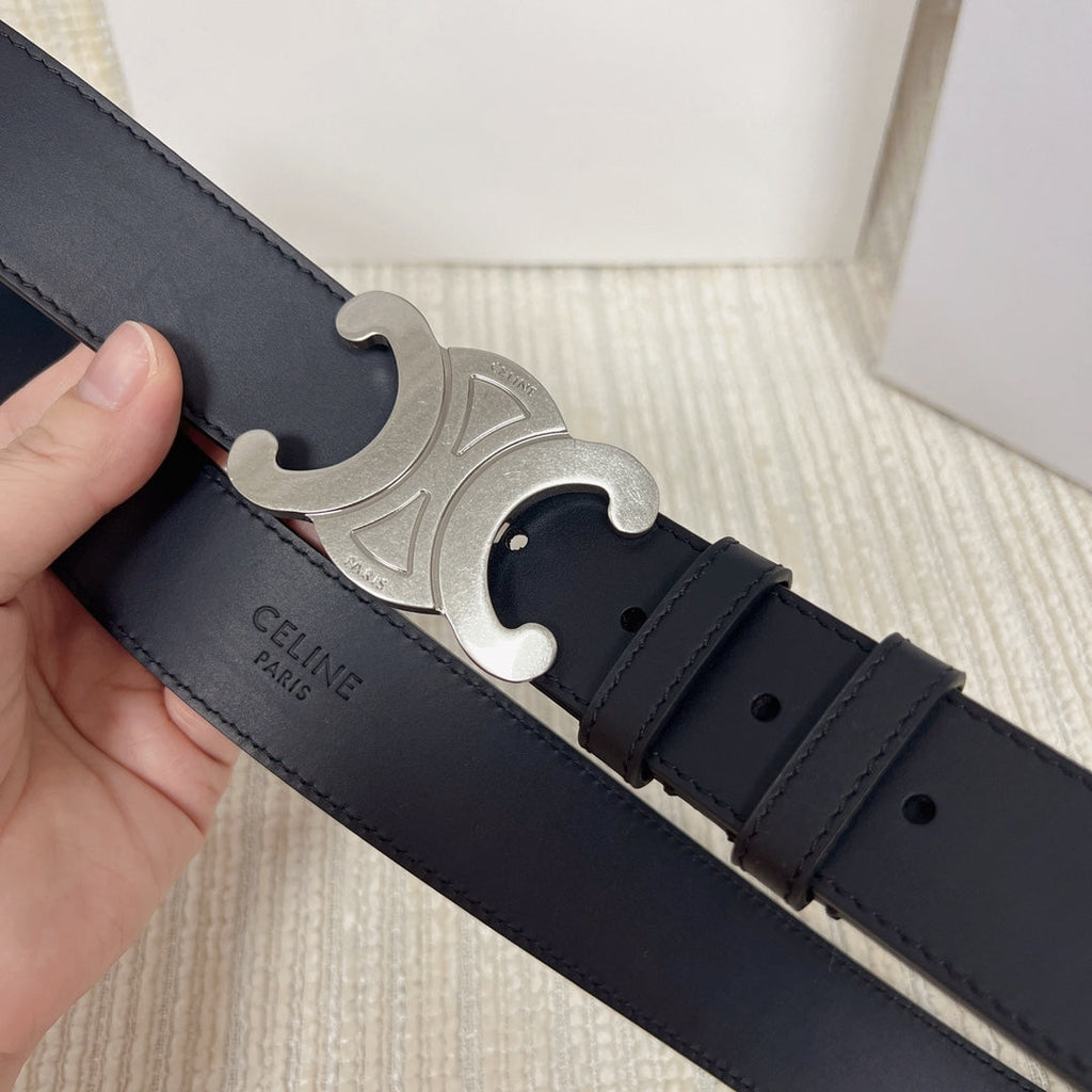 Triomphe Belt 35mm Black Calfskin Shw