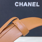 CHANEL BELT 3CM CINNAMON BROWN LAMBSKIN WITH CRYSTAL GOLD HARDWARE