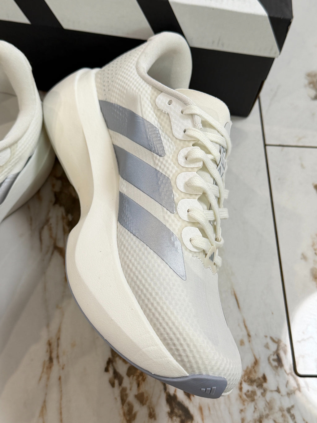 adidas Adizero Evo SL Woven Shoes - Core White / Halo Silver