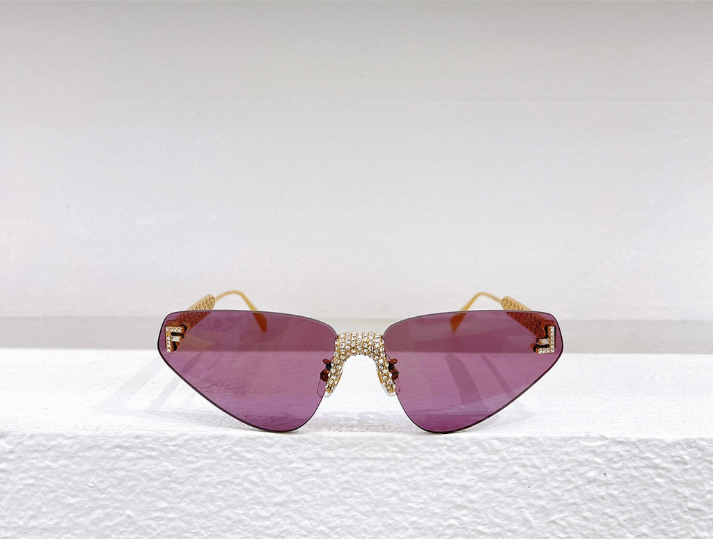 FIRST CRYSTAL RIMLESS TRIANGLE FRAME SUNGLASSES FD4127US IN METAL
