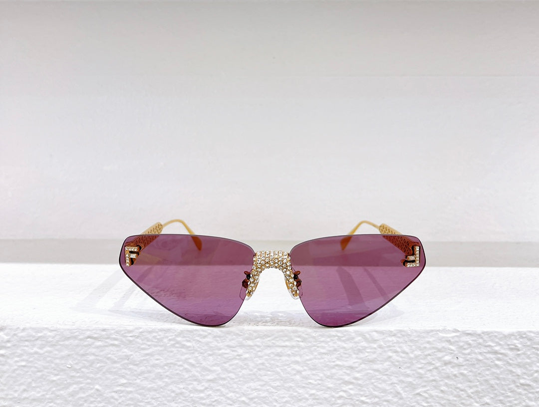 FIRST CRYSTAL RIMLESS TRIANGLE FRAME SUNGLASSES FD4127US IN METAL