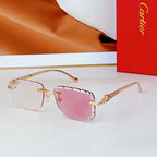 PANTHÈRE PHOTOCHROMIC LENSES RIMLESS SQUARE FRAME SUNGLASSES 580850 IN METAL