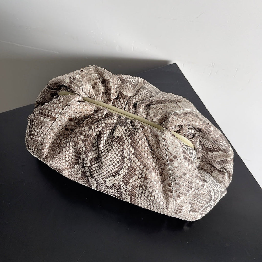 BV Pouch Bag 38cm Leather-Trimmed Python Clutch 209318