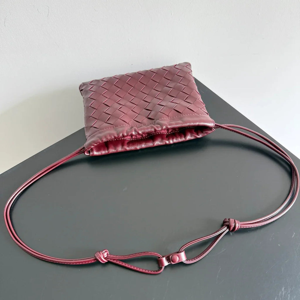 BV Small Dustbag 21cm Madder Brown Red Intrecciato Calfskin Leather