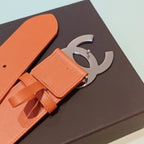 CC Belt 5.0 Brass Hardware Buckle Orange Leather 200101