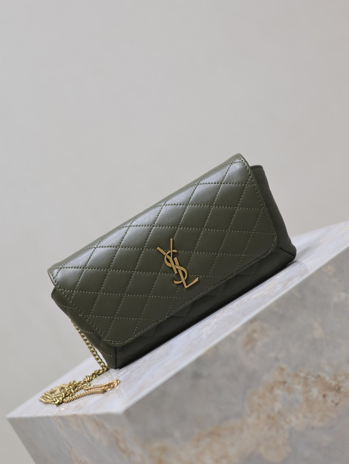 Prada Gaby Phone Bag 19cm Olive Green Quilted Leather