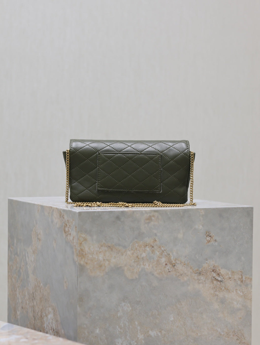 Prada Gaby Phone Bag 19cm Olive Green Quilted Leather