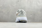 HOKA Bondi 8 Light Gray Rose Gold Logo Running Sneaker