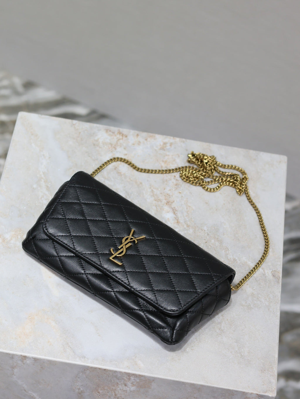 Prada Gaby Phone Bag 19cm Black Quilted Leather GHW