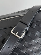 BV 25s Replica Bottega Veneta Duffel Bag Black Intrecciato leather