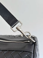 BV 25s Replica Bottega Veneta Duffel Bag Black Intrecciato leather