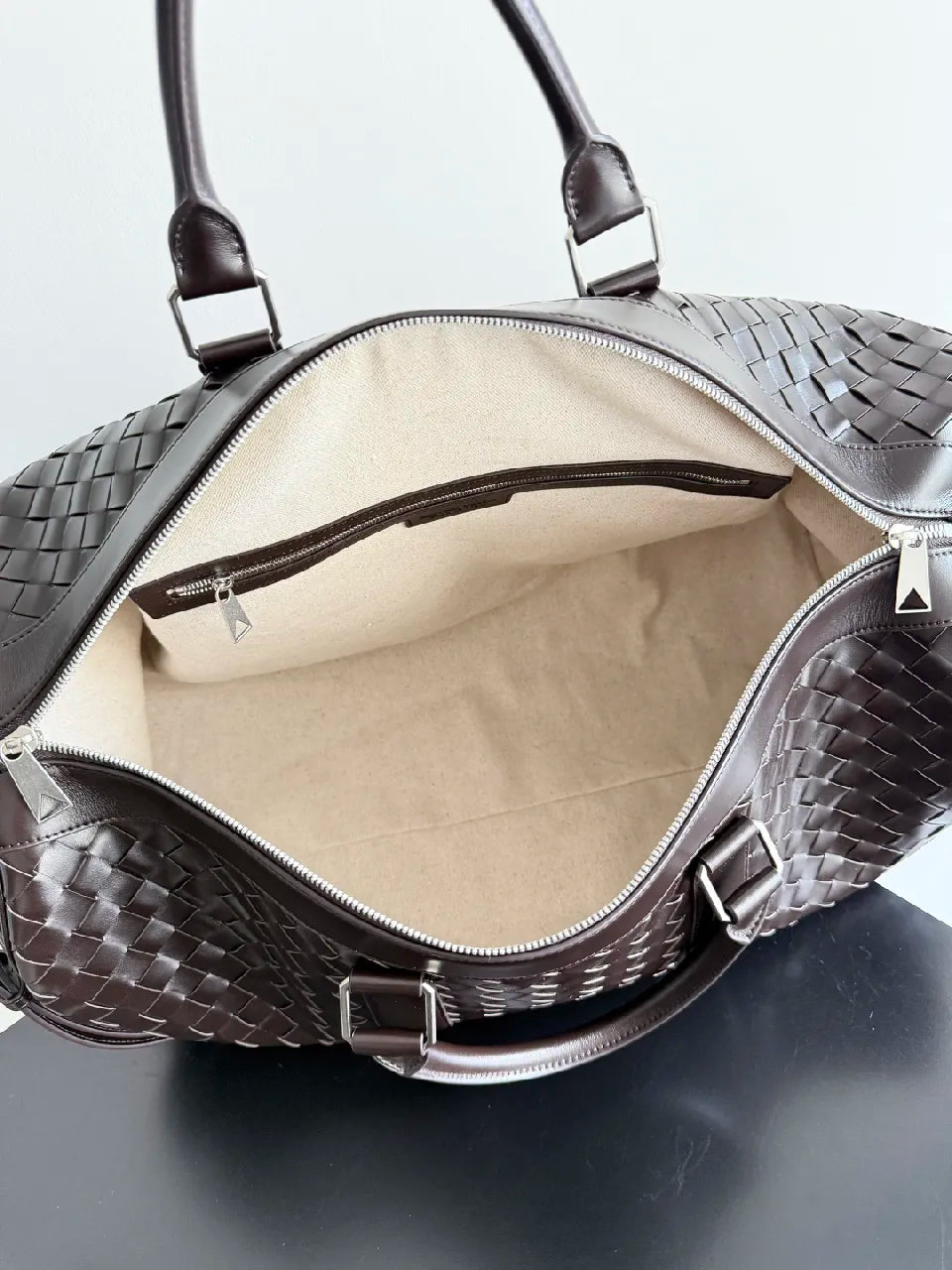 BV 25s Replica Bottega Veneta Duffel Bag Deep Brown Intrecciato leather