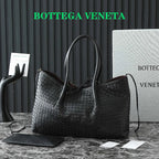 BV Pinacoteca Bag 43cm Black Intrecciato Calfskin & Suede