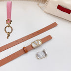 Gold Vlogo and Silver Hardware Buckle Tan Calfskin 20mm