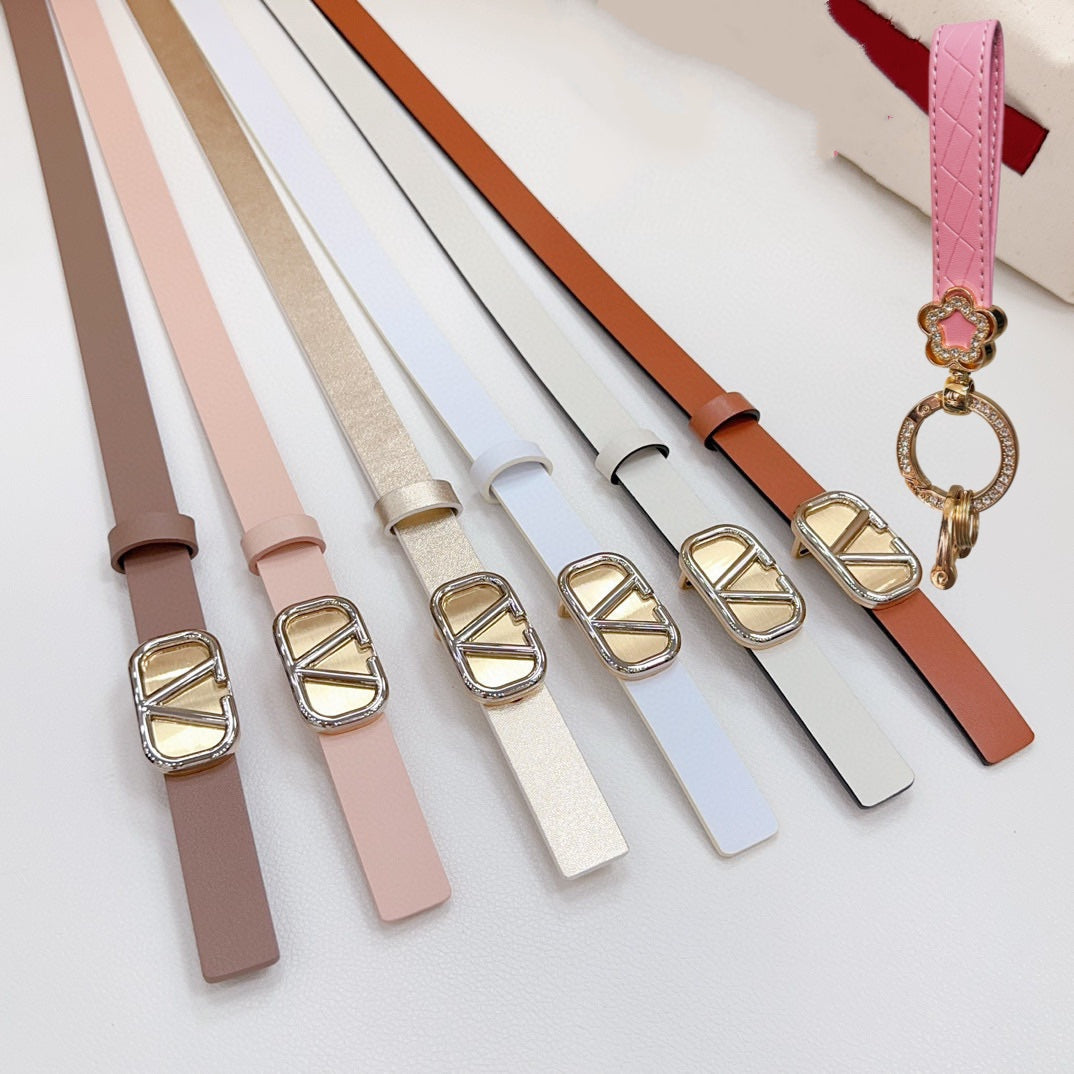 Gold Vlogo and Silver Hardware Buckle Tan Calfskin 20mm